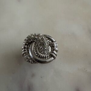 Silver Colored Twirl Dot Ring